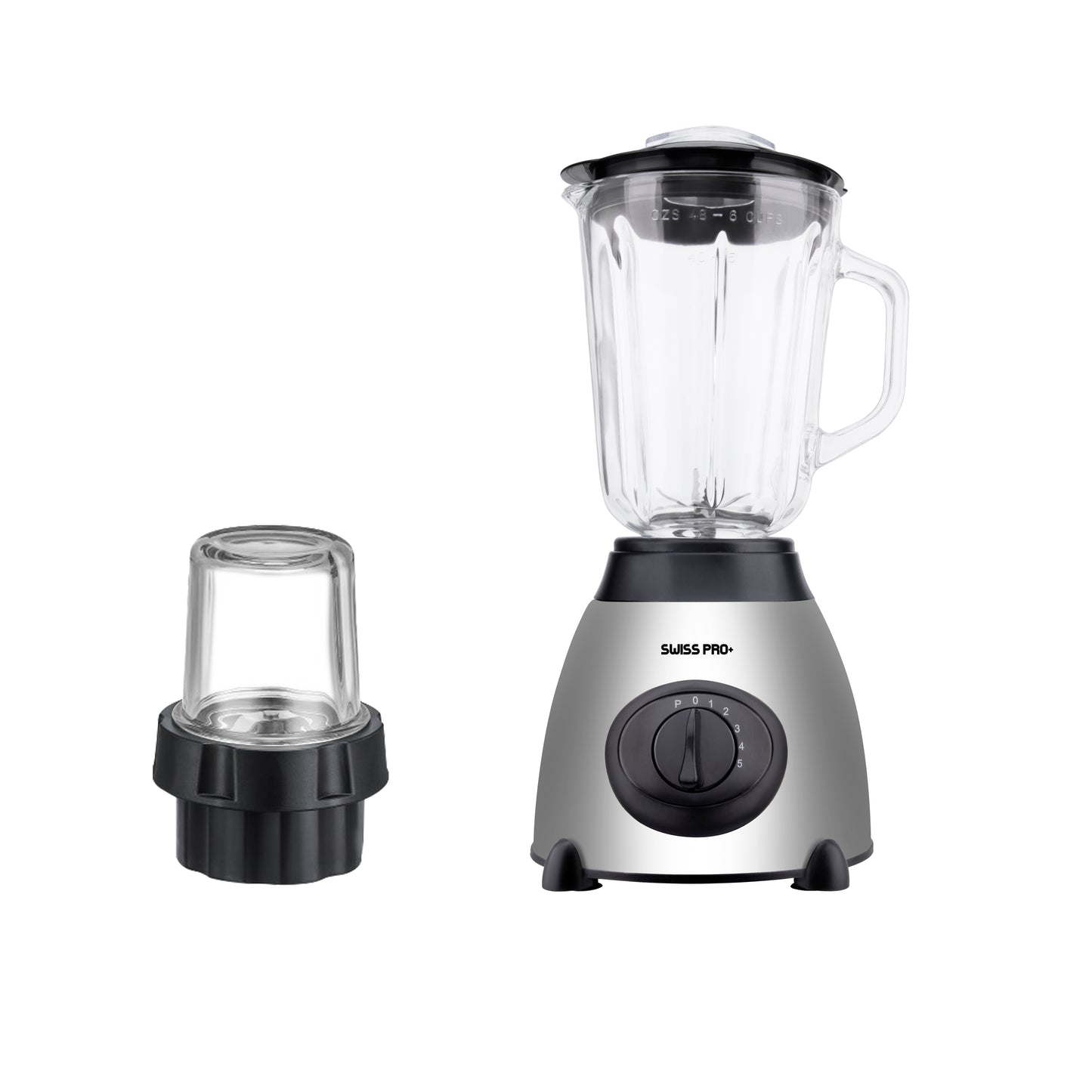 Blender 1.5L - 2 in 1 - Glass Jar - 2 speeds with pulse - 1000 W - Silver - SP-SME.600.6S