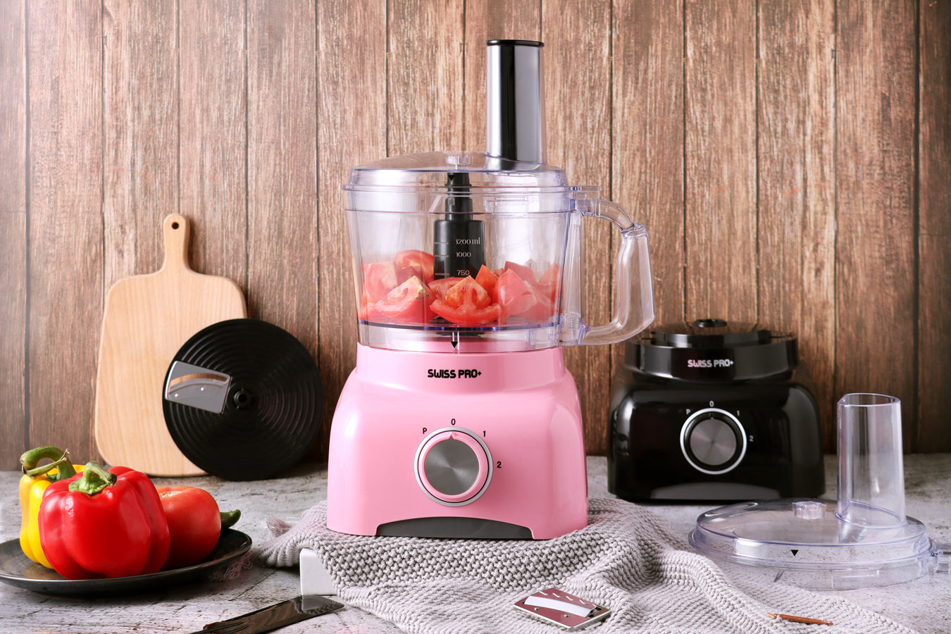 Food Processor 13 Pieces - Kitchen Mixer - Vegetable Cutter Electric  - Food Processor - Plastic - Pink - 1.2 L - 800 W - FOOD600.8P