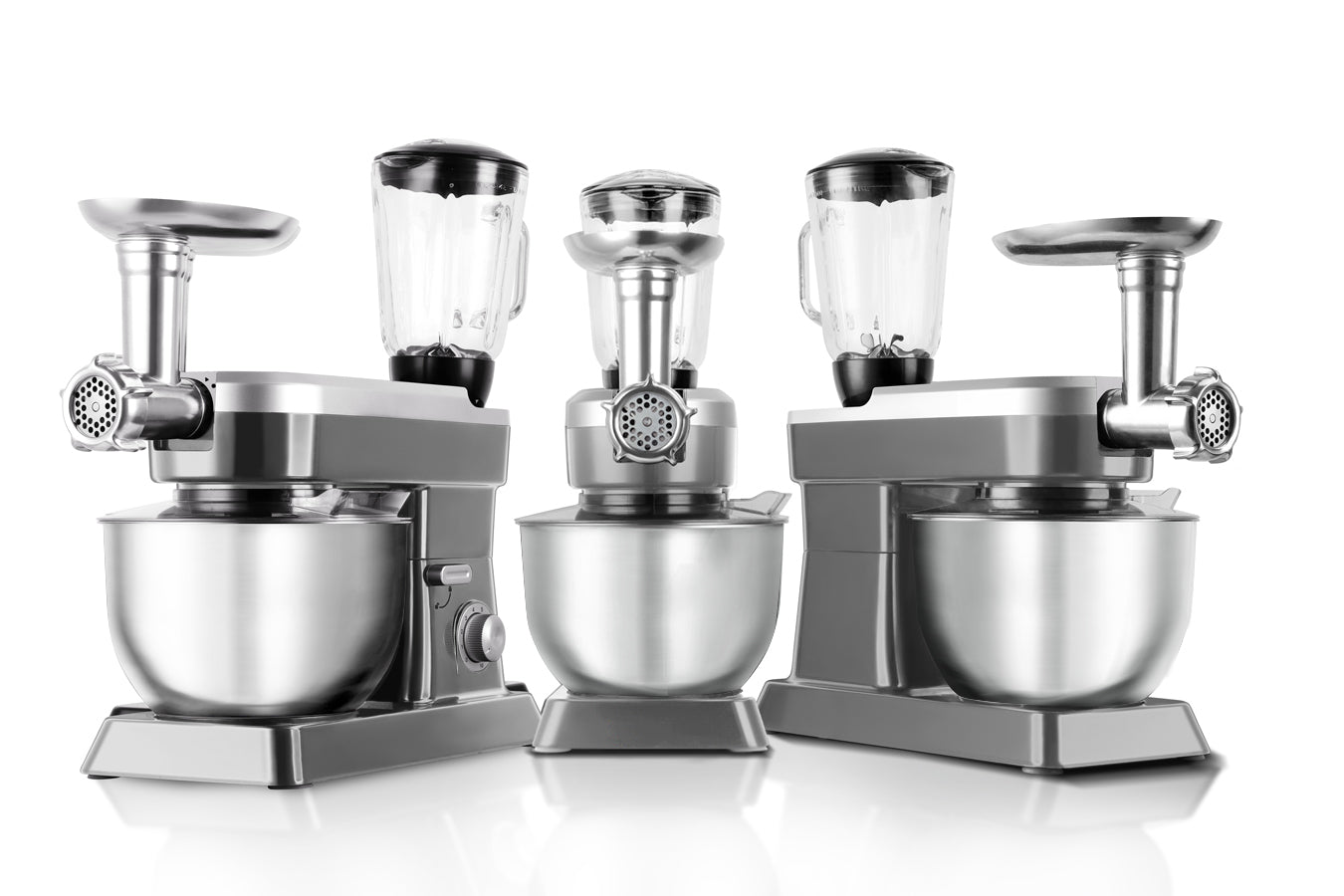Food Processor 6.3L 1500W  - Powerful 3-in-1 - Blender, Meat Grinder, Mix  -  Silver - SP-PKM1900S