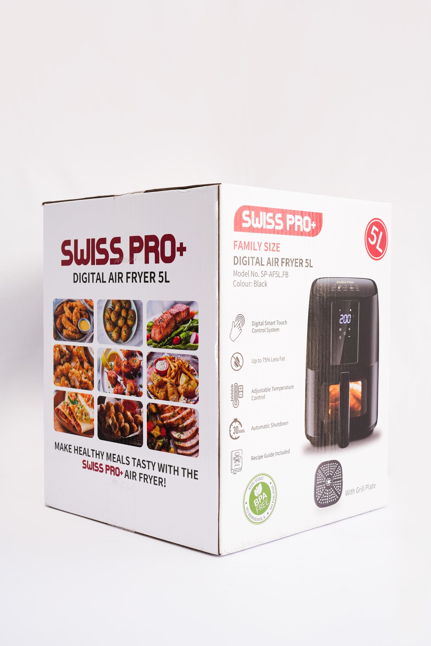 Digital Air Fryer - Stainless Steel -  See Through Window Black & Gold - 5L- 1450W  SP-AF5L.FB