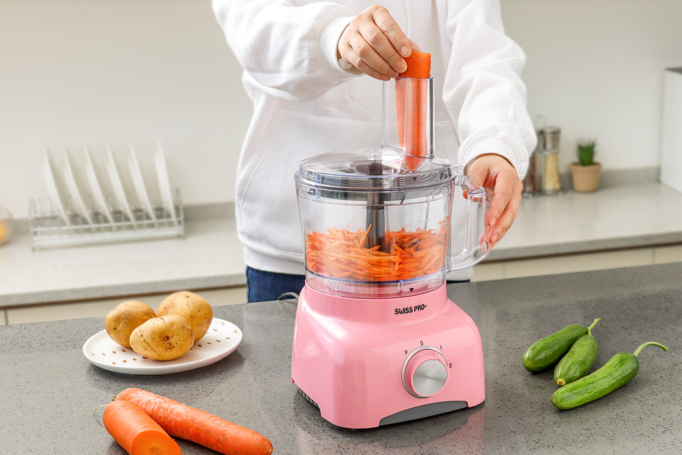 Food Processor 13 Pieces - Kitchen Mixer - Vegetable Cutter Electric  - Food Processor - Plastic - Pink - 1.2 L - 800 W - FOOD600.8P