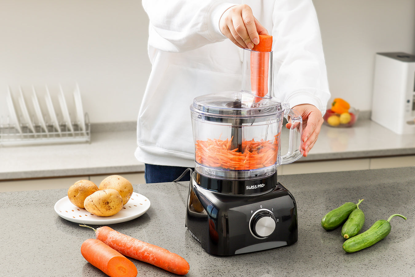 Food Processor 13 Pieces - Kitchen Mixer - Vegetable Cutter Electric  - Food Processor - Plastic - Black - 1.2 L - 800 W - SP-FOOD600.8B