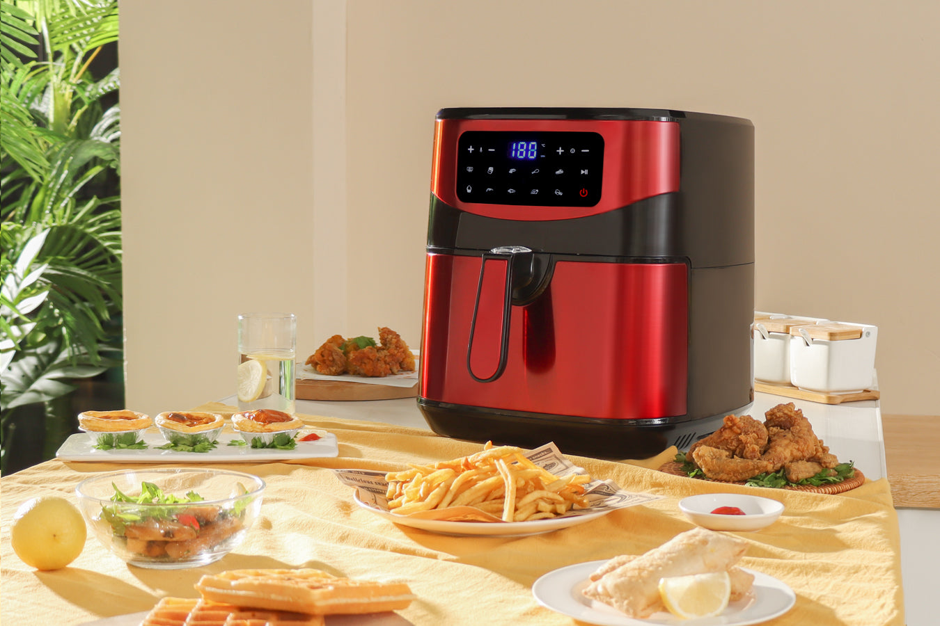 Digital Air Fryer XXL - Stainless Steel - 10 Liters  - Red - 1800W - SP-AF9.2LR