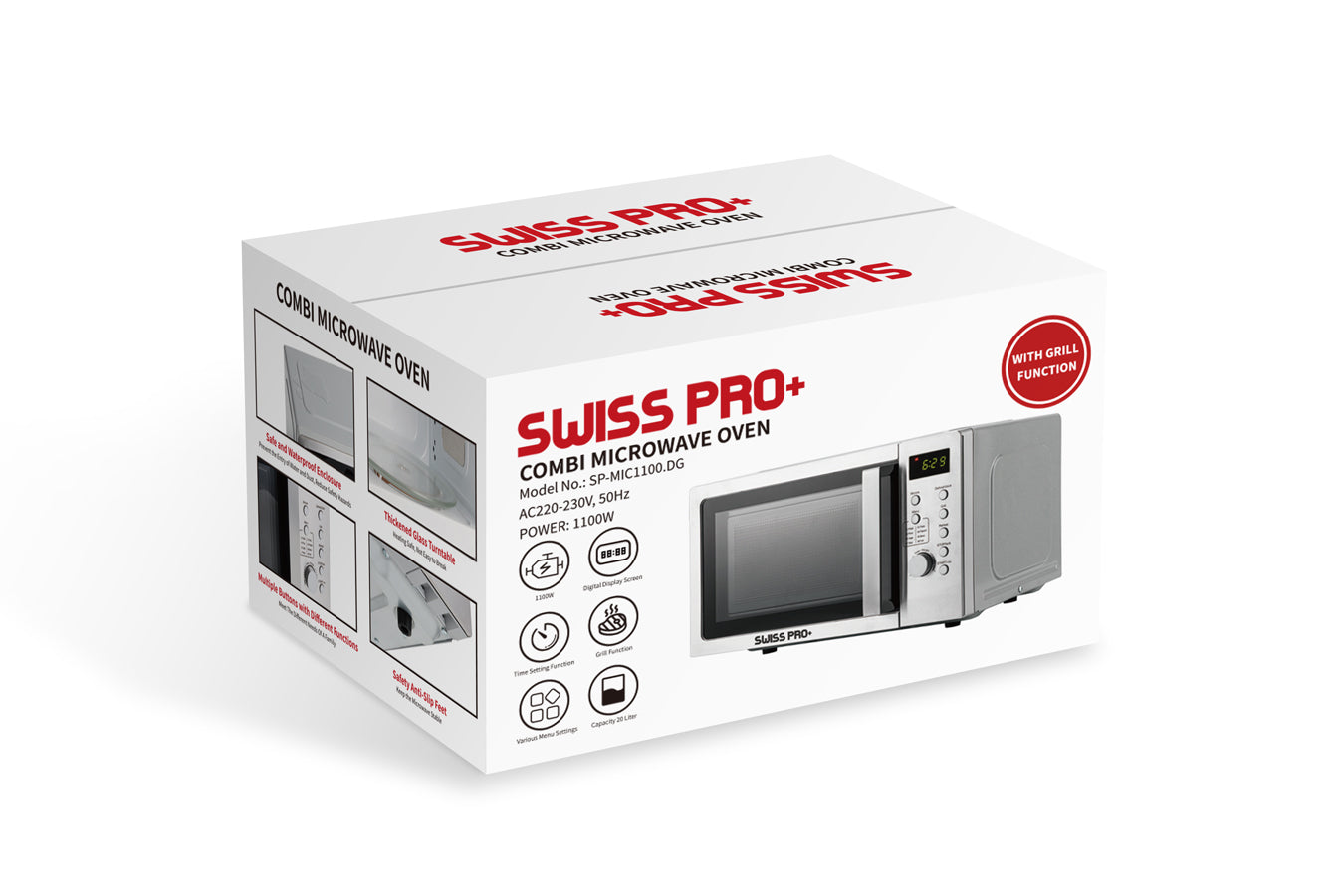 Combi Microwave -Digital Screen -  1100W - Silver - SP-MIC1100.DG