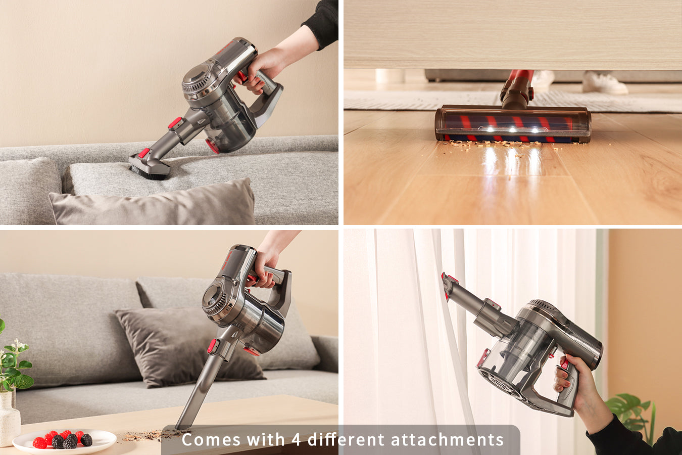 Vacuum Cleaner - Wireless Battery - 4-Layer Filter System - 150 W Cordless - Pink - 0.6 L - SP-VC12000-KP