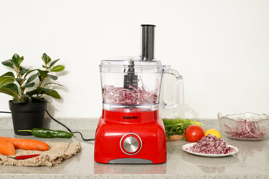 Food Processor 13 Pieces - Kitchen Mixer - Vegetable Cutter Electric  - Food Processor - Plastic - Red - 1.2 L - 800 W - SP-FOOD600.8R