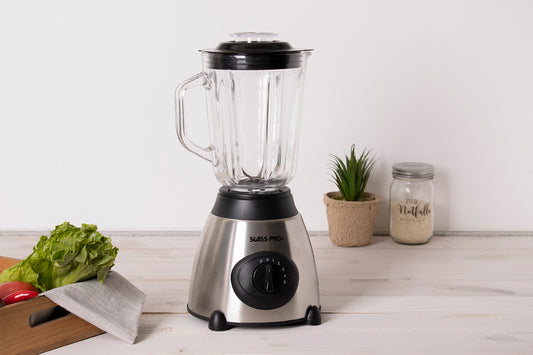 Blender 1.5L - 2 in 1 - Glass Jar - 2 speeds with pulse - 1000 W - Silver - SP-SME.600.6S