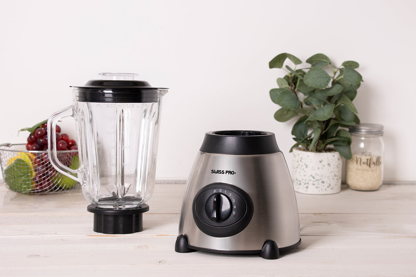 Blender 1.5L - 2 in 1 - Glass Jar - 2 speeds with pulse - 1000 W - Silver - SP-SME.600.6S
