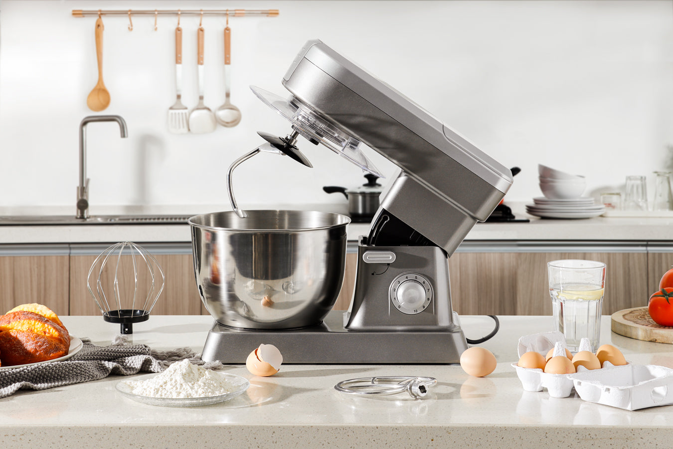 Food Processor 6.3L 1500W  - Powerful 3-in-1 - Blender, Meat Grinder, Mix  -  Silver - SP-PKM1900S