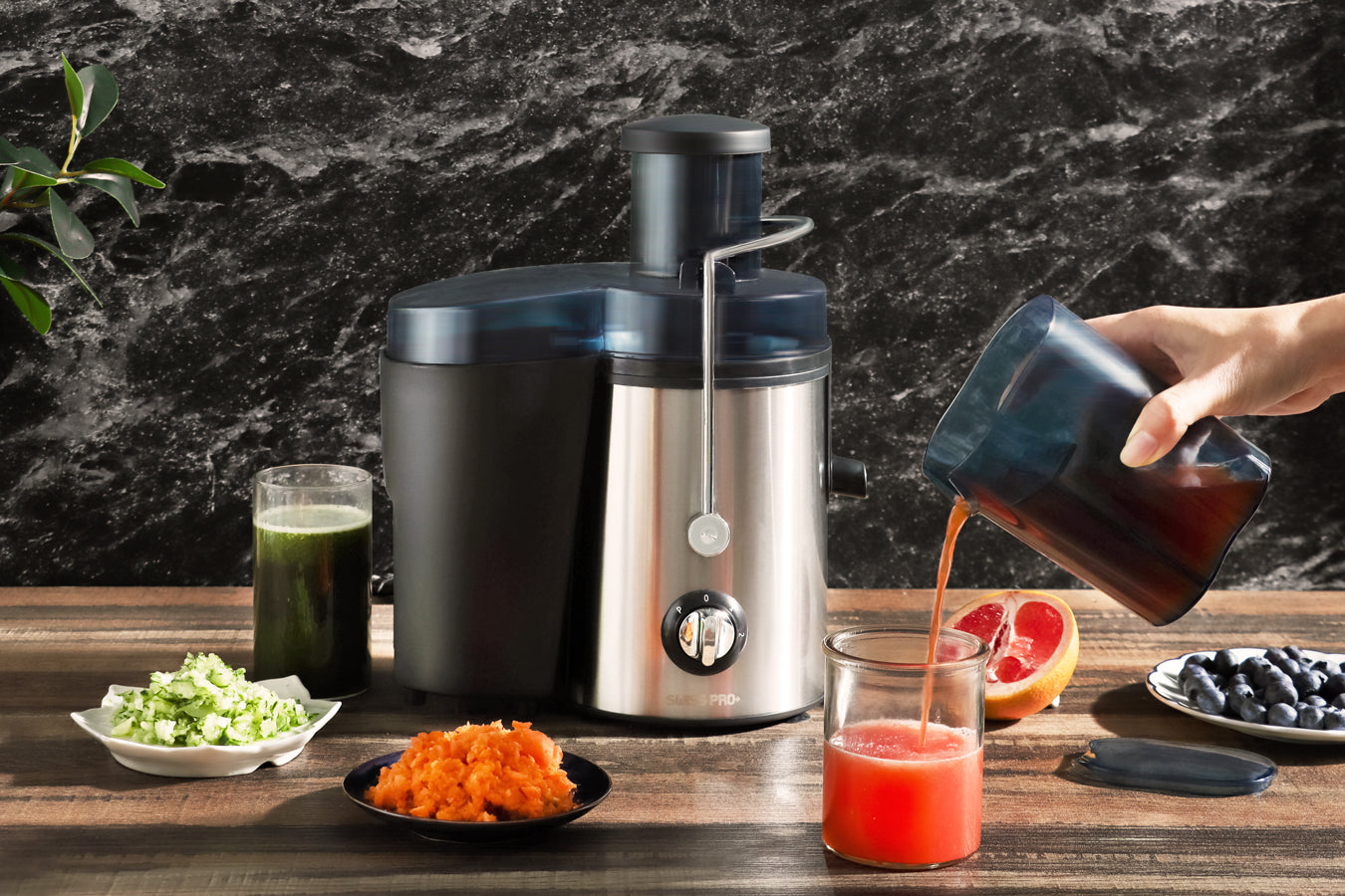 Juice Extractor - Fruits and Vegetables - Centrifuge - Stainless Steel - SP-PEJ1000- 450 W - Black - SP-PEJ1000