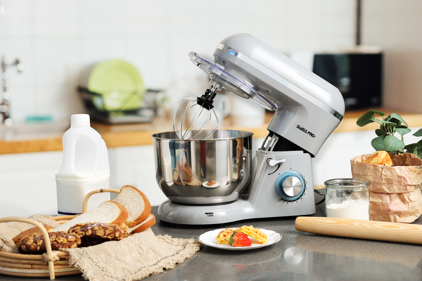 Powerful Food Processor - Stand Mixer - 6L 1500W - Silver & Grey - SP-KM1500G