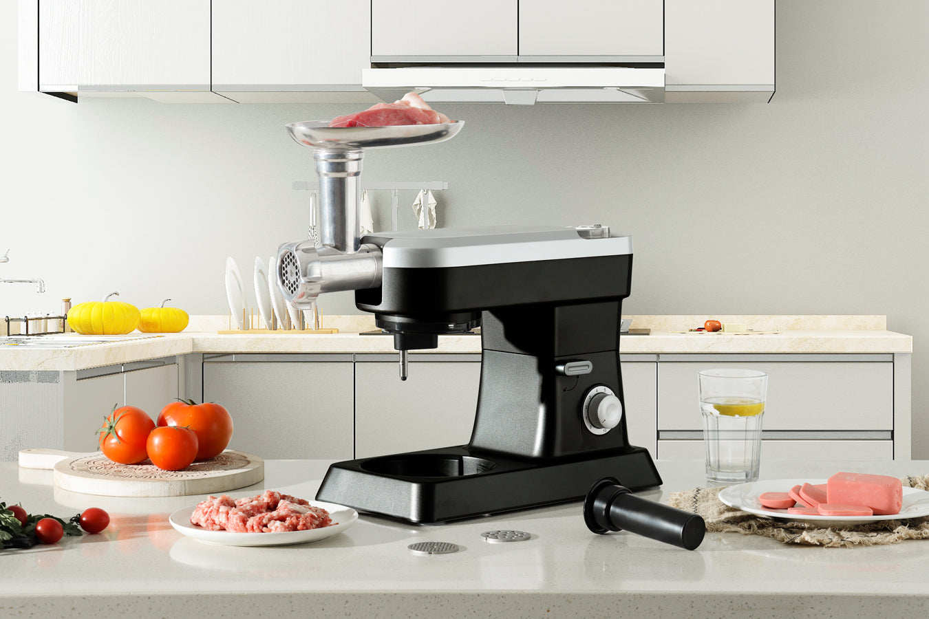 Food Processor 6.3L 1500W  - Powerful 3-in-1 - Blender, Meat Grinder, Mix  -  Black - SP-PKM1900B