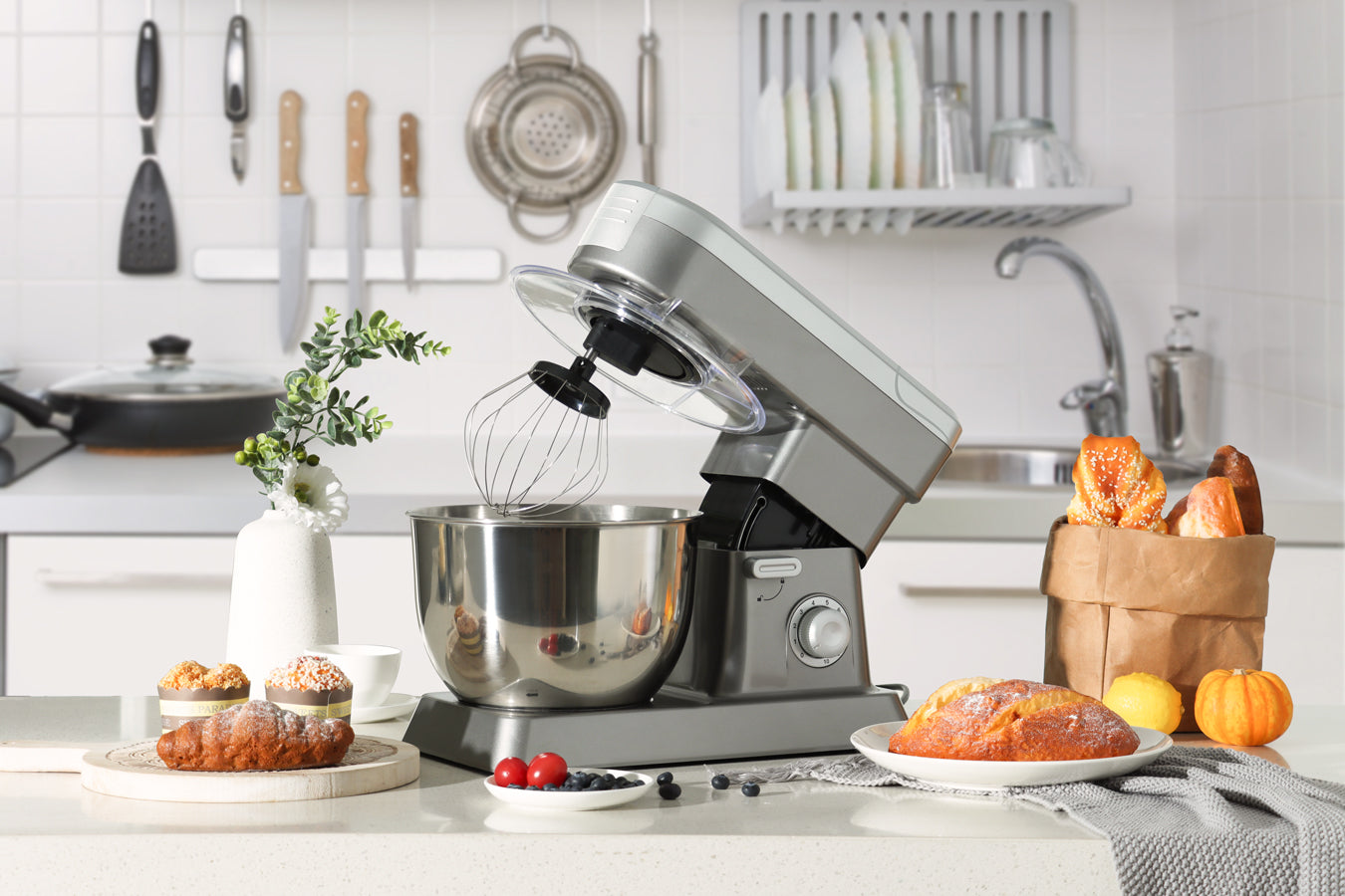 Food Processor 6.3L 1500W  - Powerful 3-in-1 - Blender, Meat Grinder, Mix  -  Silver - SP-PKM1900S