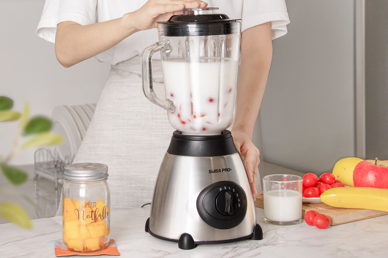 Blender 1.5L - 2 in 1 - Glass Jar - 2 speeds with pulse - 1000 W - Silver - SP-SME.600.6S