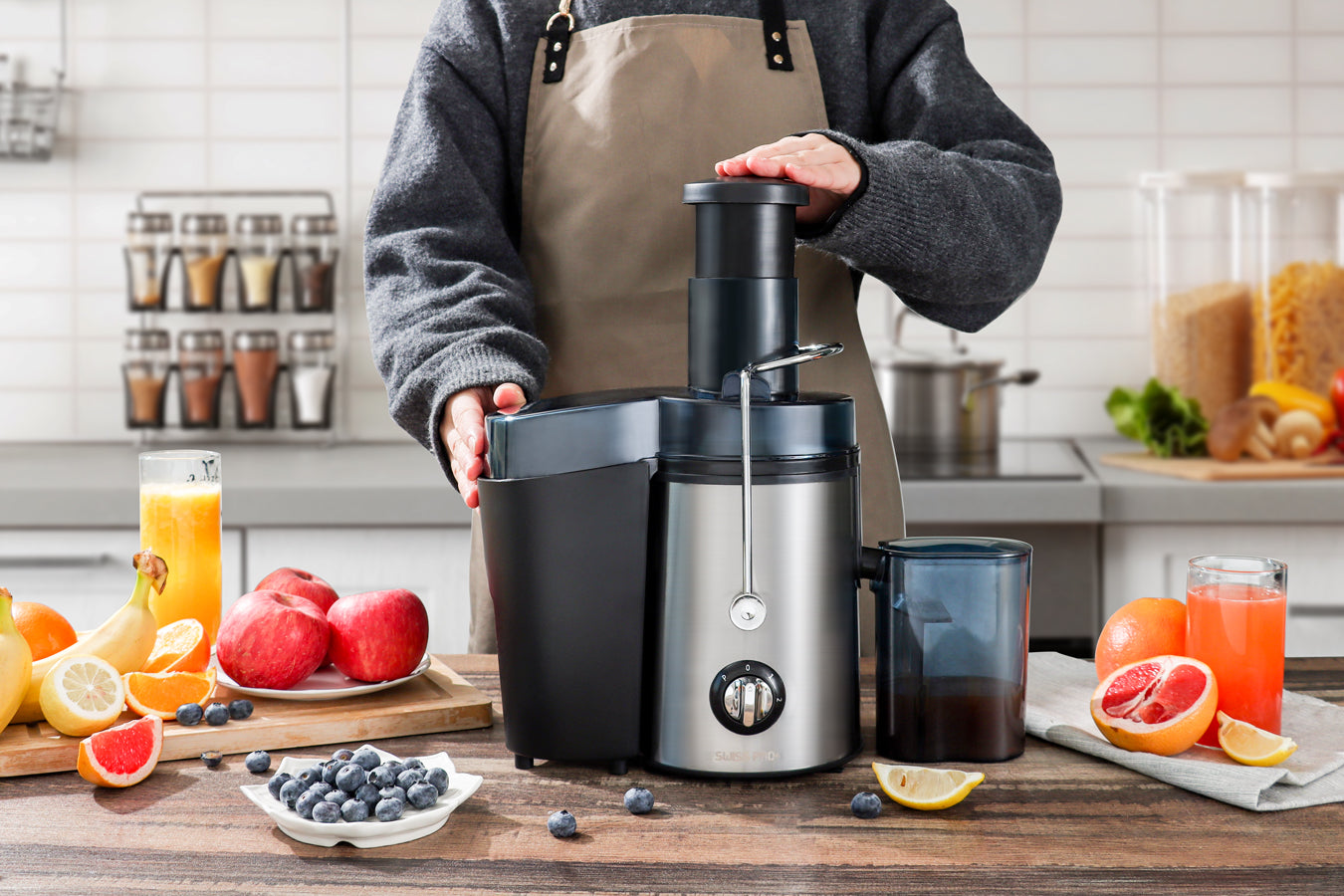 Juice Extractor - Fruits and Vegetables - Centrifuge - Stainless Steel - SP-PEJ1000- 450 W - Black - SP-PEJ1000