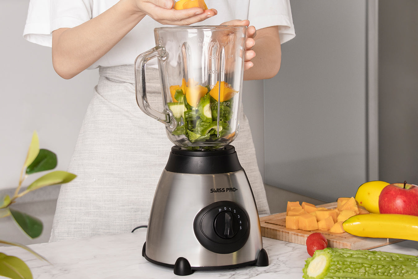 Blender 1.5L - 2 in 1 - Glass Jar - 2 speeds with pulse - 1000 W - Silver - SP-SME.600.6S