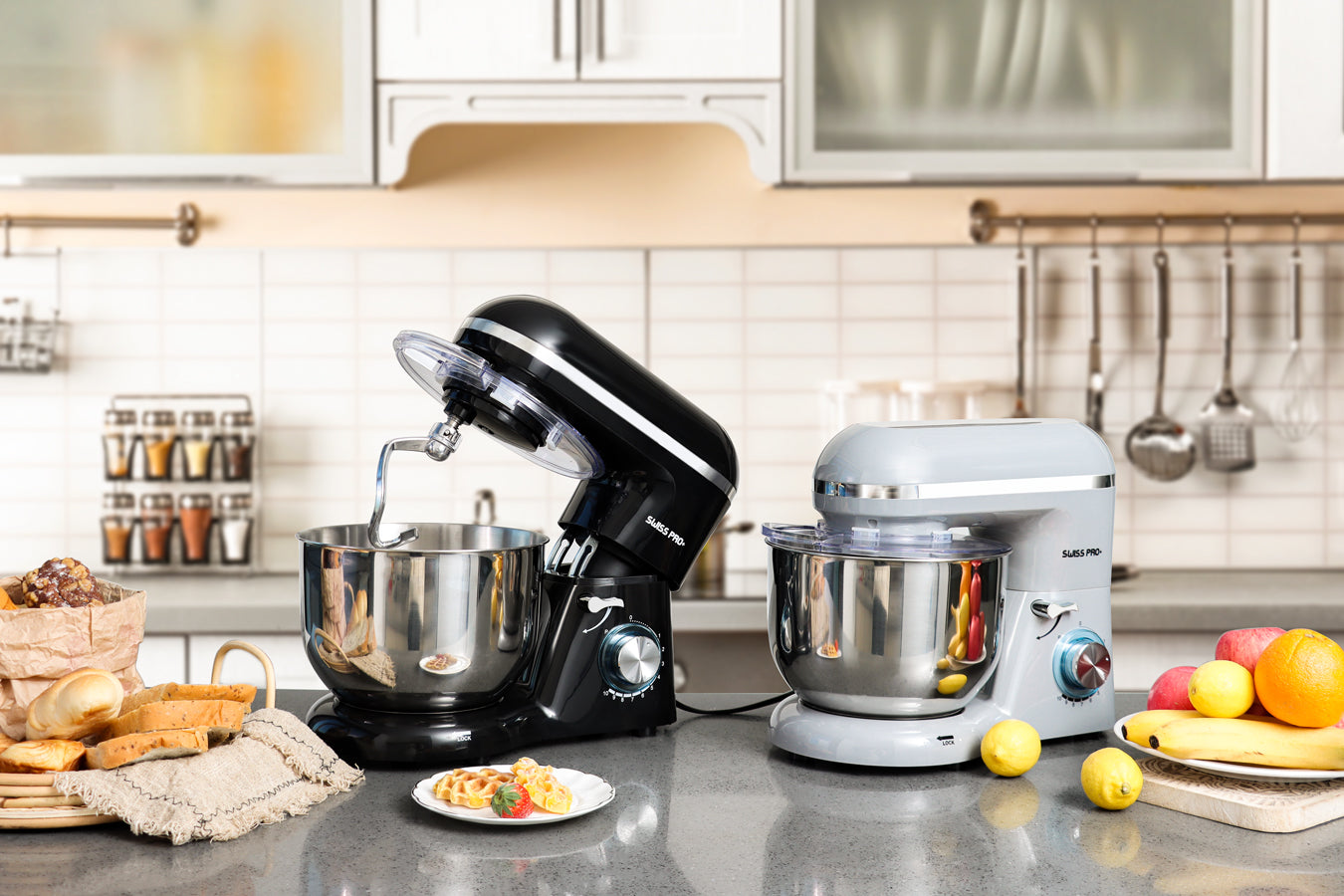 Powerful Food Processor - Stand Mixer - 6L 1500W - Silver & Grey - SP-KM1500G