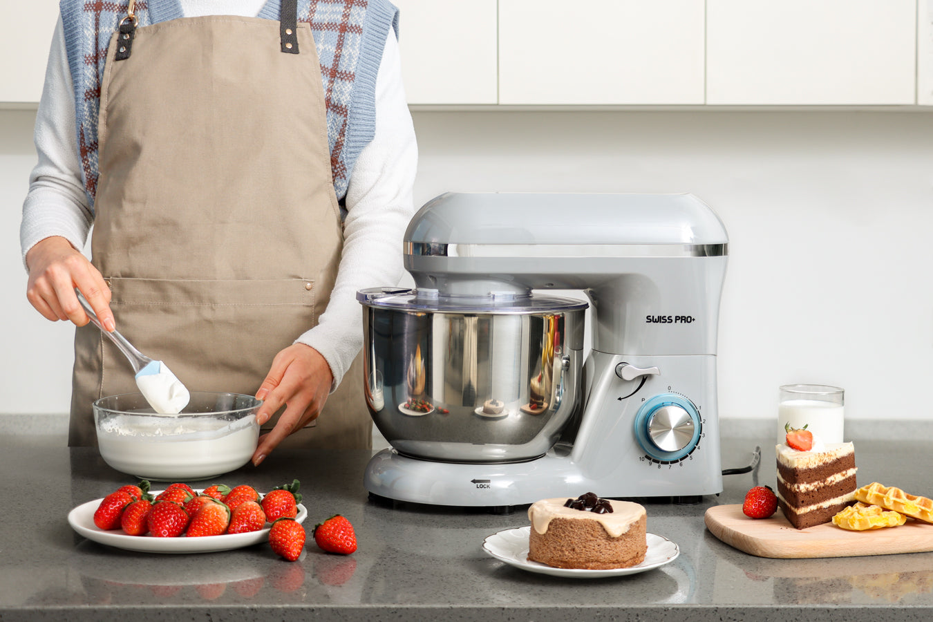 Powerful Food Processor - Stand Mixer - 6L 1500W - Silver & Grey - SP-KM1500G