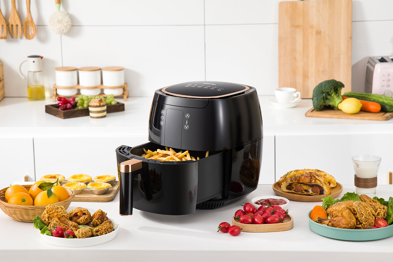 Digital Air Fryer -  7L - 1750W - Black - Stainless Steel - Deep Fryer - Hot Air Fryer without Fat - SP-DAF7LB