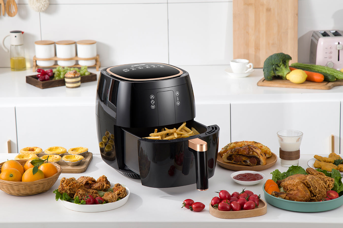 Digital Air Fryer -  7L - 1750W - Black - Stainless Steel - Deep Fryer - Hot Air Fryer without Fat - SP-DAF7LB