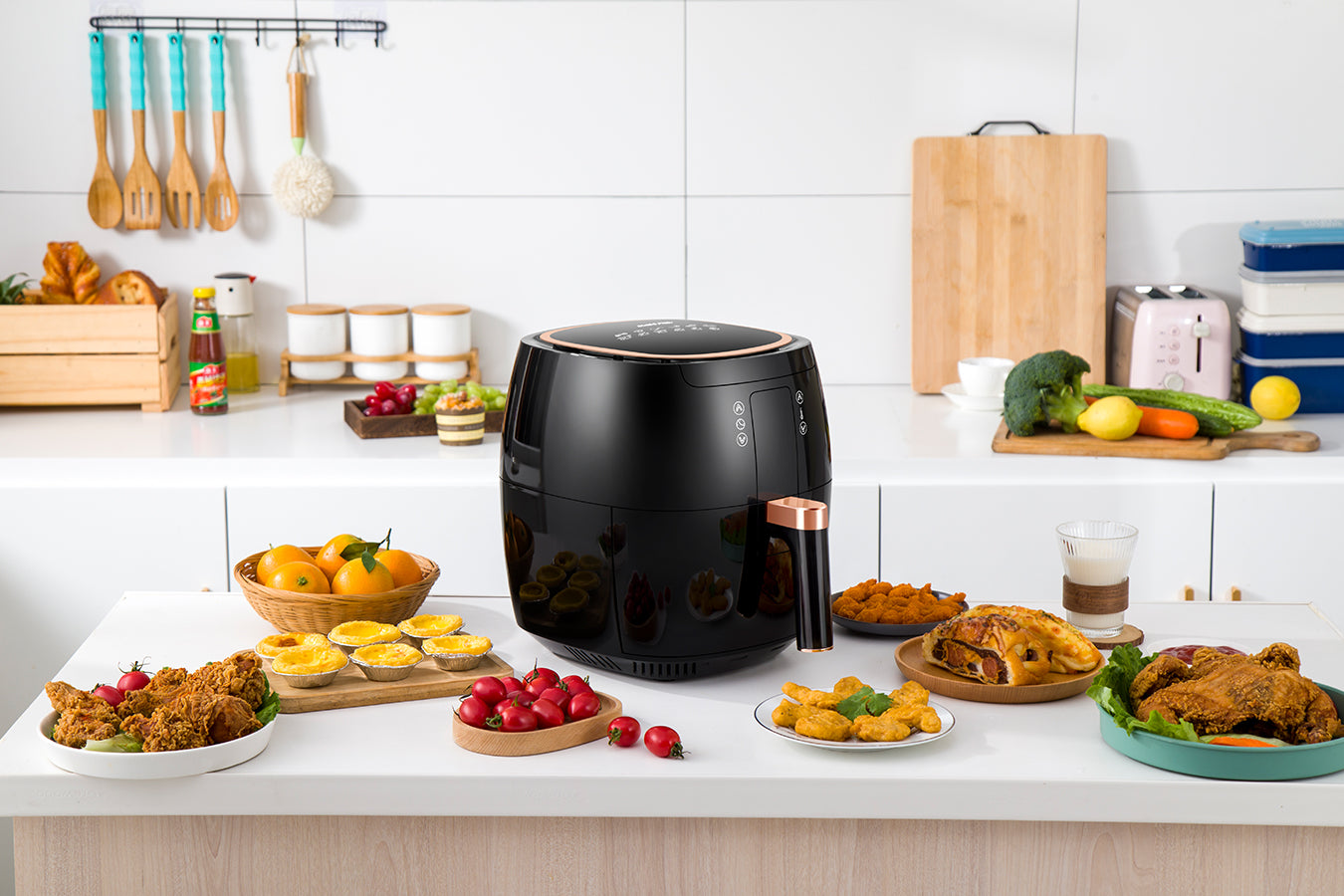 Digital Air Fryer -  7L - 1750W - Black - Stainless Steel - Deep Fryer - Hot Air Fryer without Fat - SP-DAF7LB