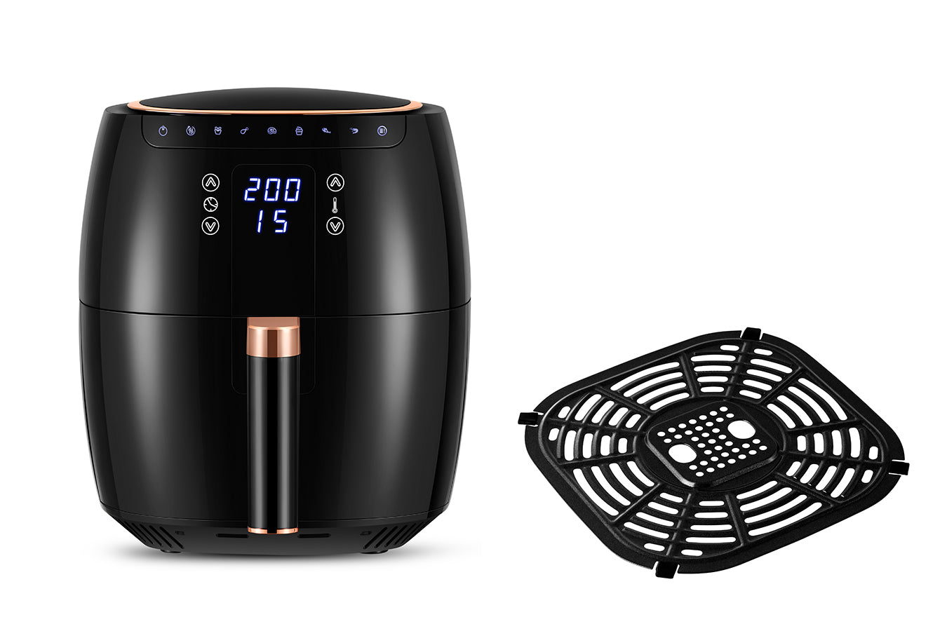 Digital Air Fryer -  7L - 1750W - Black - Stainless Steel - Deep Fryer - Hot Air Fryer without Fat - SP-DAF7LB