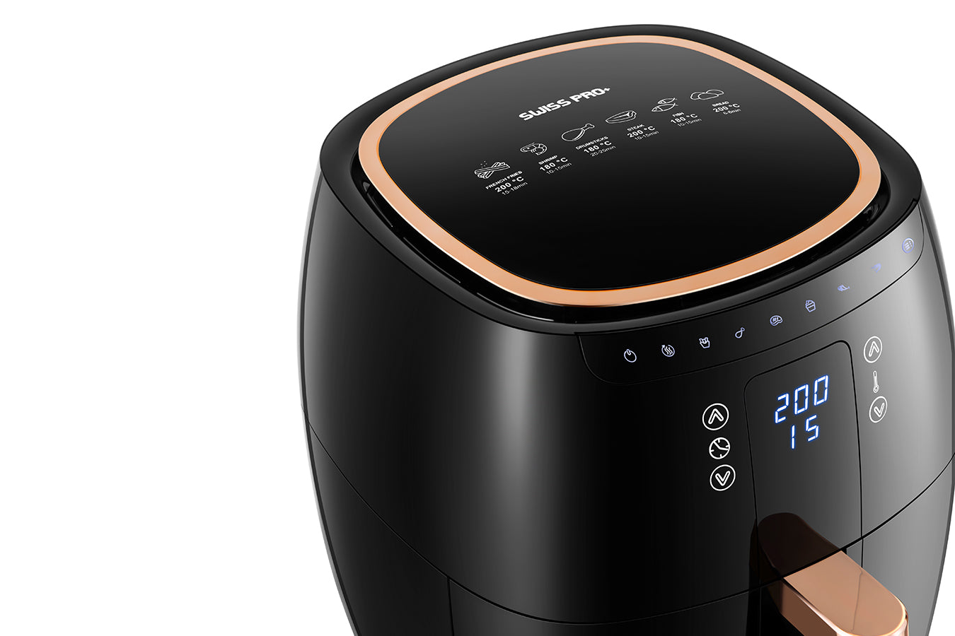 Digital Air Fryer -  7L - 1750W - Black - Stainless Steel - Deep Fryer - Hot Air Fryer without Fat - SP-DAF7LB