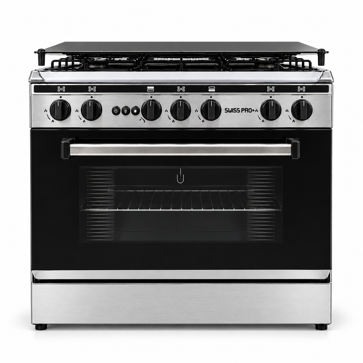 Swiss Pro+ 60x80 stainless steel gas cooker with glass cover closed - SPE-CKR-80-SS-001