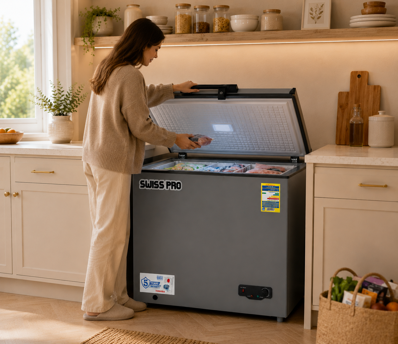 Chest Deep Freezer, Silver, 350 Liters, SPE-CF350S