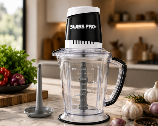 Swiss Pro+ 2L electric chopper 700W with 6 blades in black