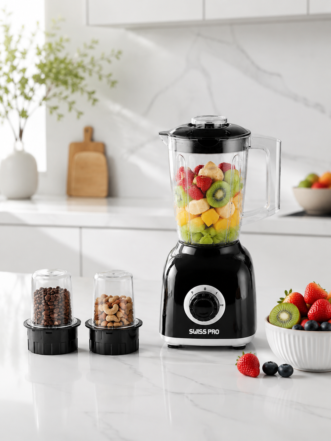Blender + 2 grinder - 600W -1.6L - 2 Speeds - Black SPE-BL600WB