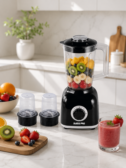 Blender + 2 grinder - 600W -1.6L - 2 Speeds - Black SPE-BL600WB