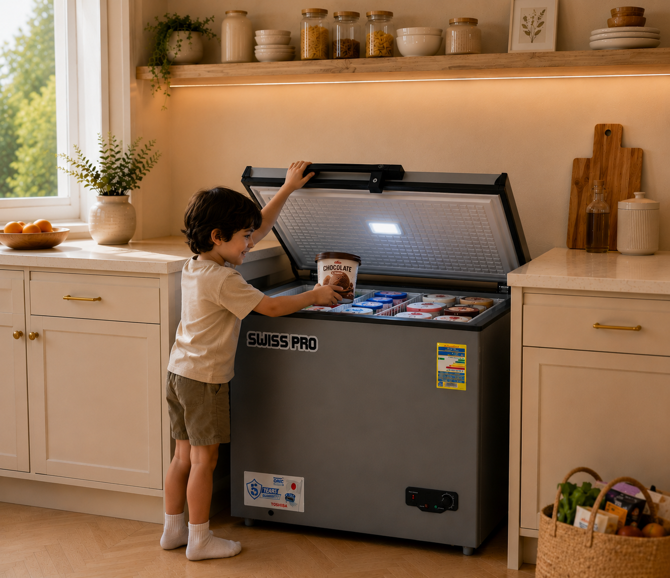 Chest Deep Freezer, Silver, 350 Liters, SPE-CF350S