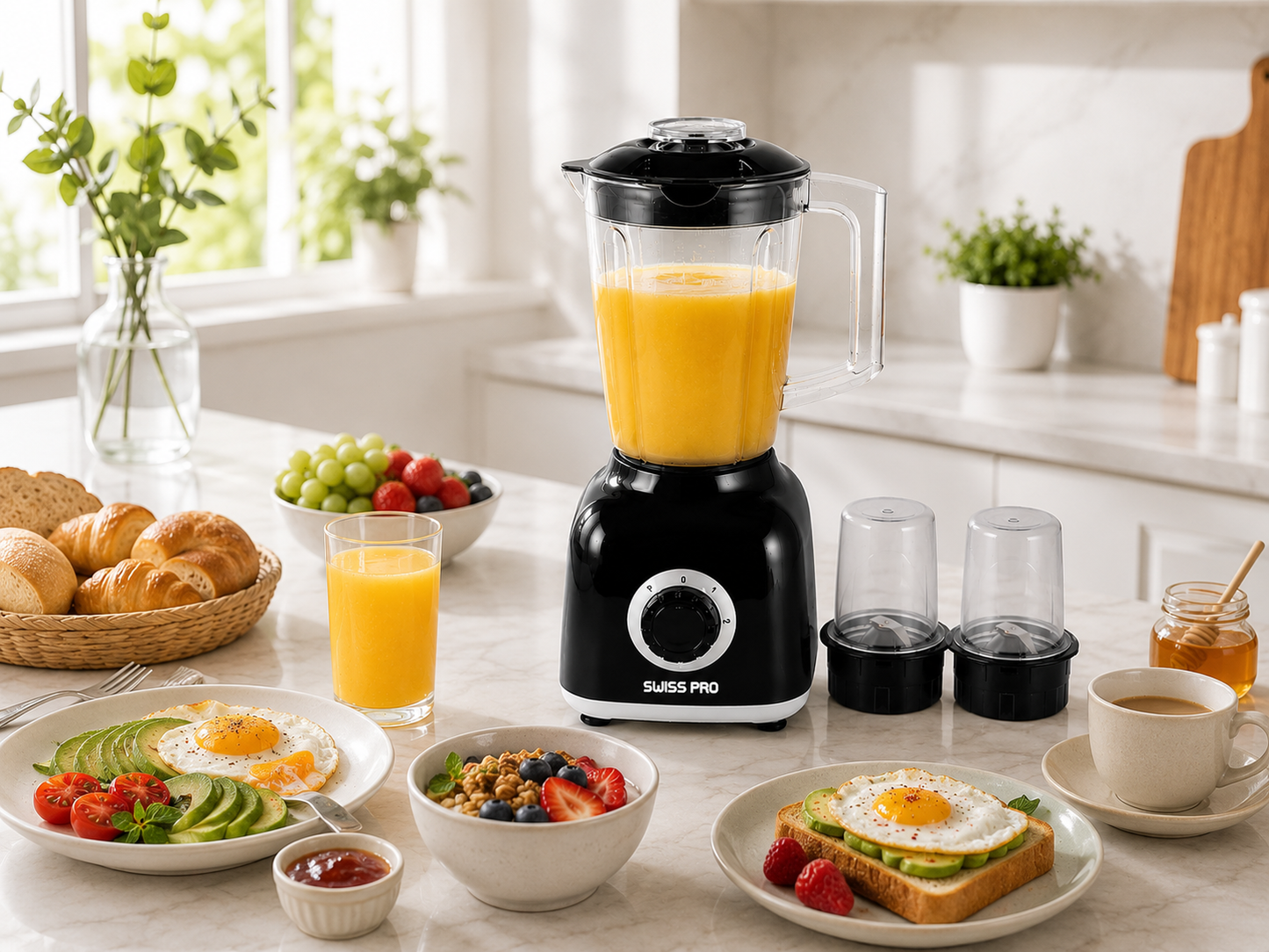 Blender + 2 grinder - 600W -1.6L - 2 Speeds - Black SPE-BL600WB