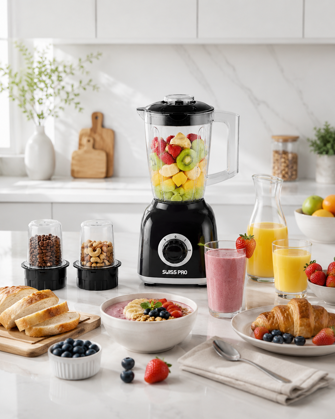 Blender + 2 grinder - 600W -1.6L - 2 Speeds - Black SPE-BL600WB