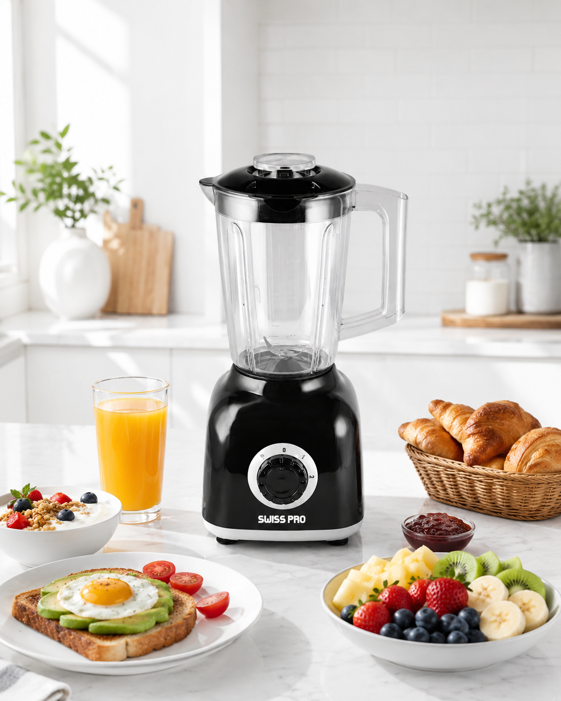 Blender + 2 grinder - 600W -1.6L - 2 Speeds - Black SPE-BL600WB