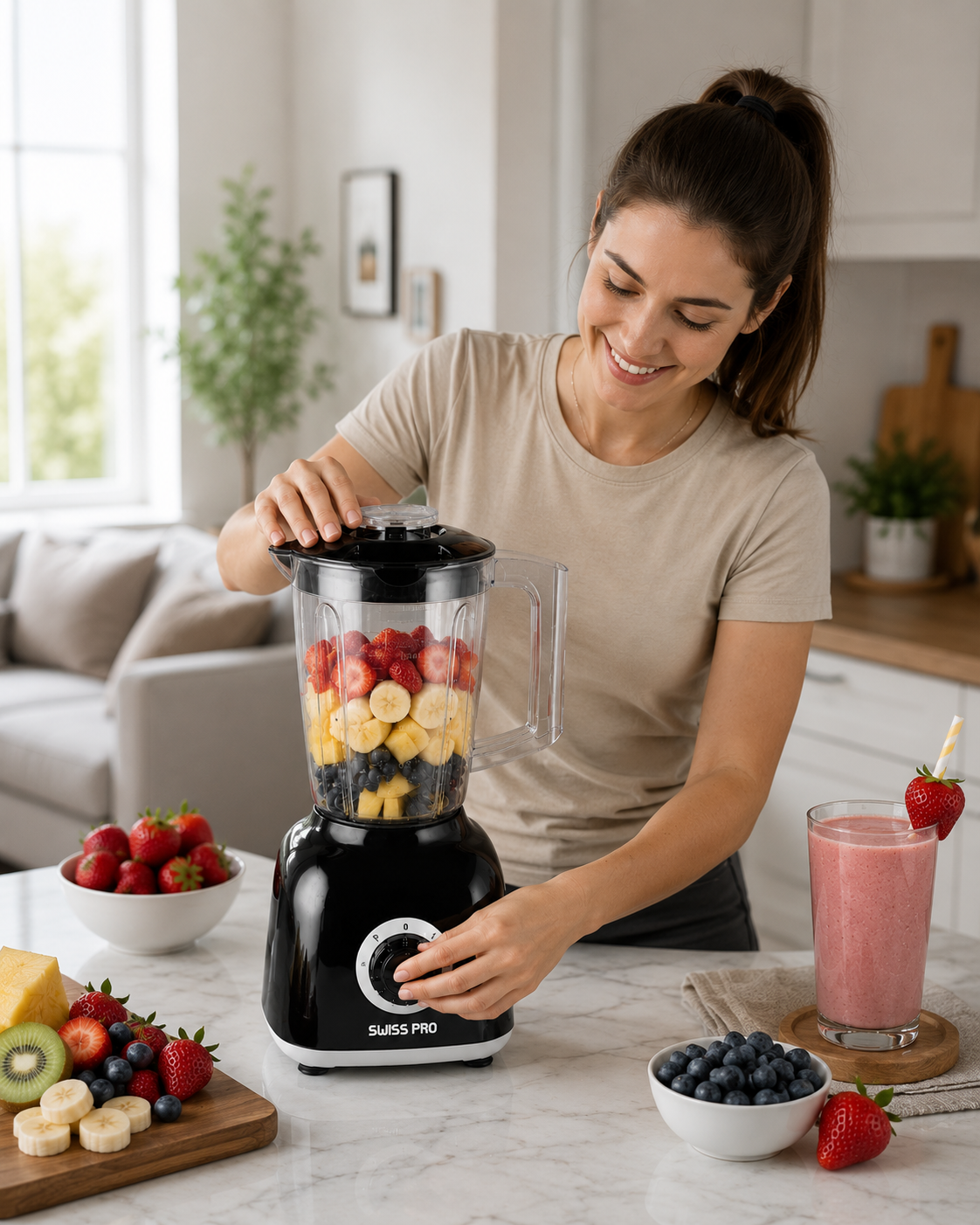 Blender + 2 grinder - 600W -1.6L - 2 Speeds - Black SPE-BL600WB