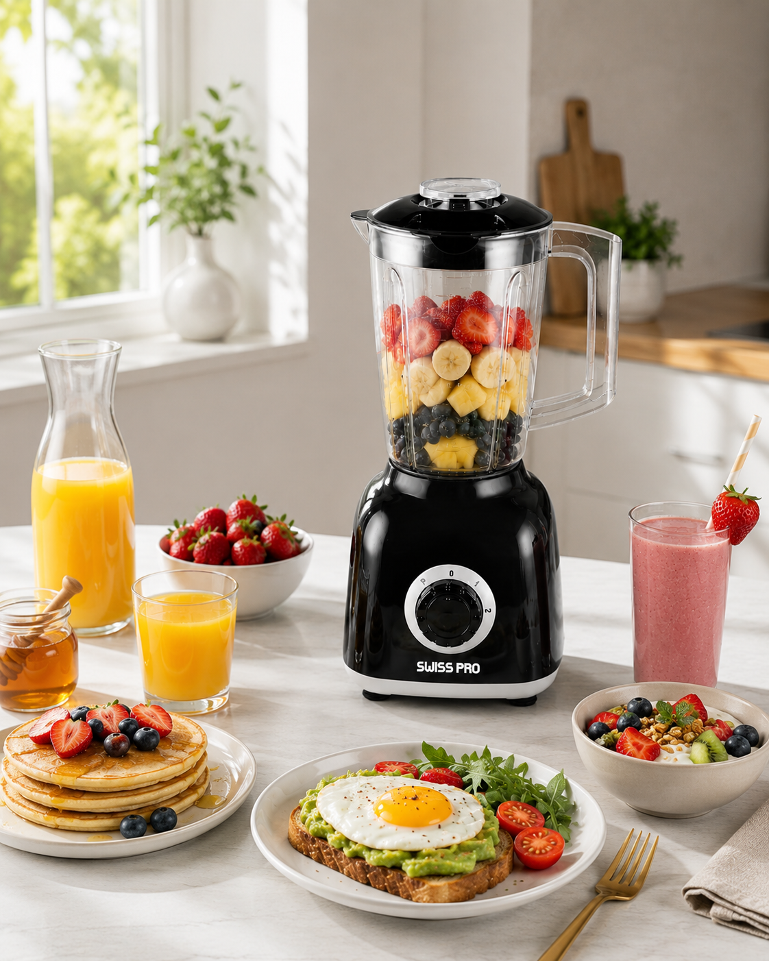 Blender + 2 grinder - 600W -1.6L - 2 Speeds - Black SPE-BL600WB