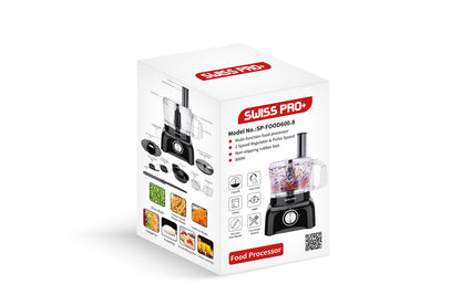 Food Processor 13 Pieces - Kitchen Mixer - Vegetable Cutter Electric  - Food Processor - Plastic - Black - 1.2 L - 800 W - SP-FOOD600.8B