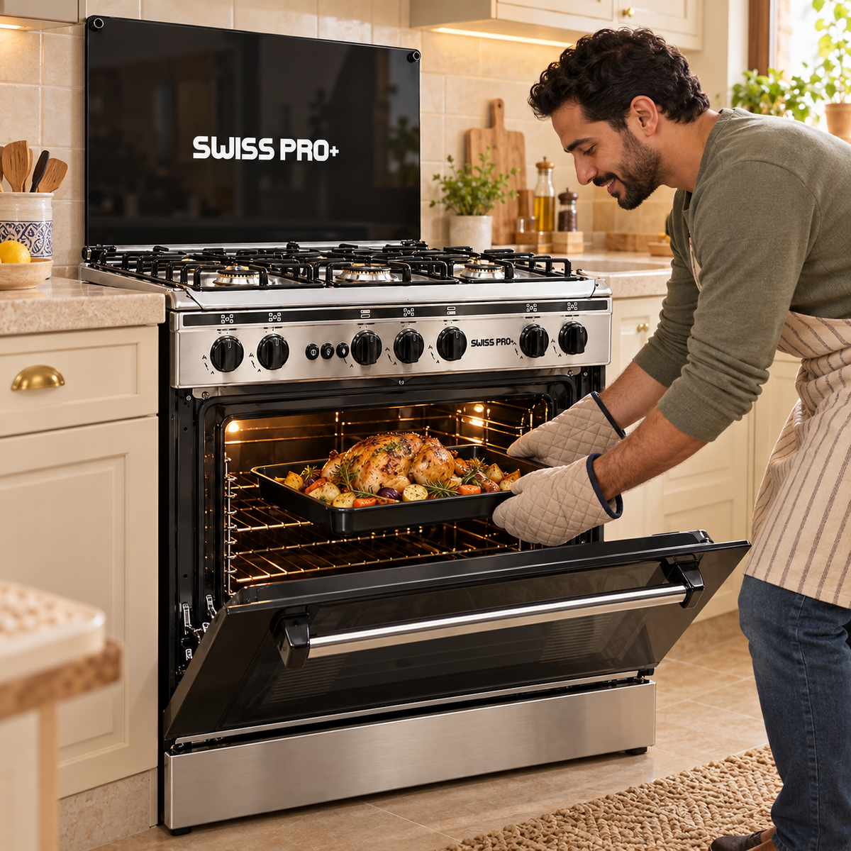 Gas Cooker 60x80 cm 5 Burners - Full Stainless Steel - Fan & Grill - SPE-CKR-80-SS-001
