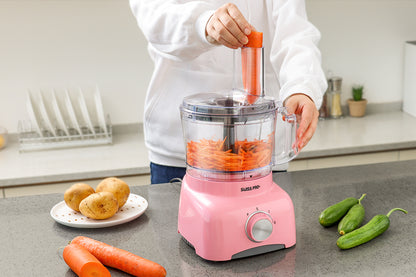 Food Processor 13 Pieces - Kitchen Mixer - Vegetable Cutter Electric  - Food Processor - Plastic - Pink - 1.2 L - 800 W - FOOD600.8P