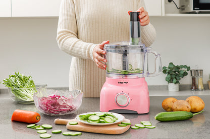 Food Processor 13 Pieces - Kitchen Mixer - Vegetable Cutter Electric  - Food Processor - Plastic - Pink - 1.2 L - 800 W - FOOD600.8P