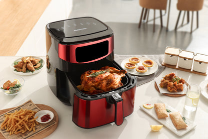 Digital Air Fryer XXL - Stainless Steel - 10 Liters  - Red - 1800W - SP-AF9.2LR