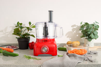 Food Processor 13 Pieces - Kitchen Mixer - Vegetable Cutter Electric  - Food Processor - Plastic - Red - 1.2 L - 800 W - SP-FOOD600.8R