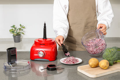Food Processor 13 Pieces - Kitchen Mixer - Vegetable Cutter Electric  - Food Processor - Plastic - Red - 1.2 L - 800 W - SP-FOOD600.8R