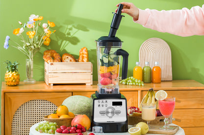 Professional Blender - Stainless Steel - 2 Liters - Powerful Smoothie Maker and Ice Crusher - 2000W - 9 Speeds - 6 Functions - Digital - Black - SP-BL2000.D