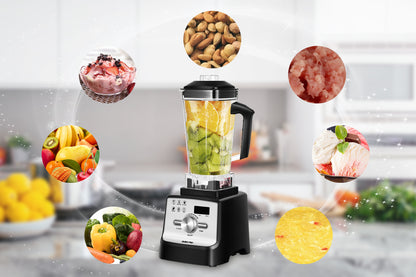 Professional Blender - Stainless Steel - 2 Liters - Powerful Smoothie Maker and Ice Crusher - 2000W - 9 Speeds - 6 Functions - Digital - Black - SP-BL2000.D
