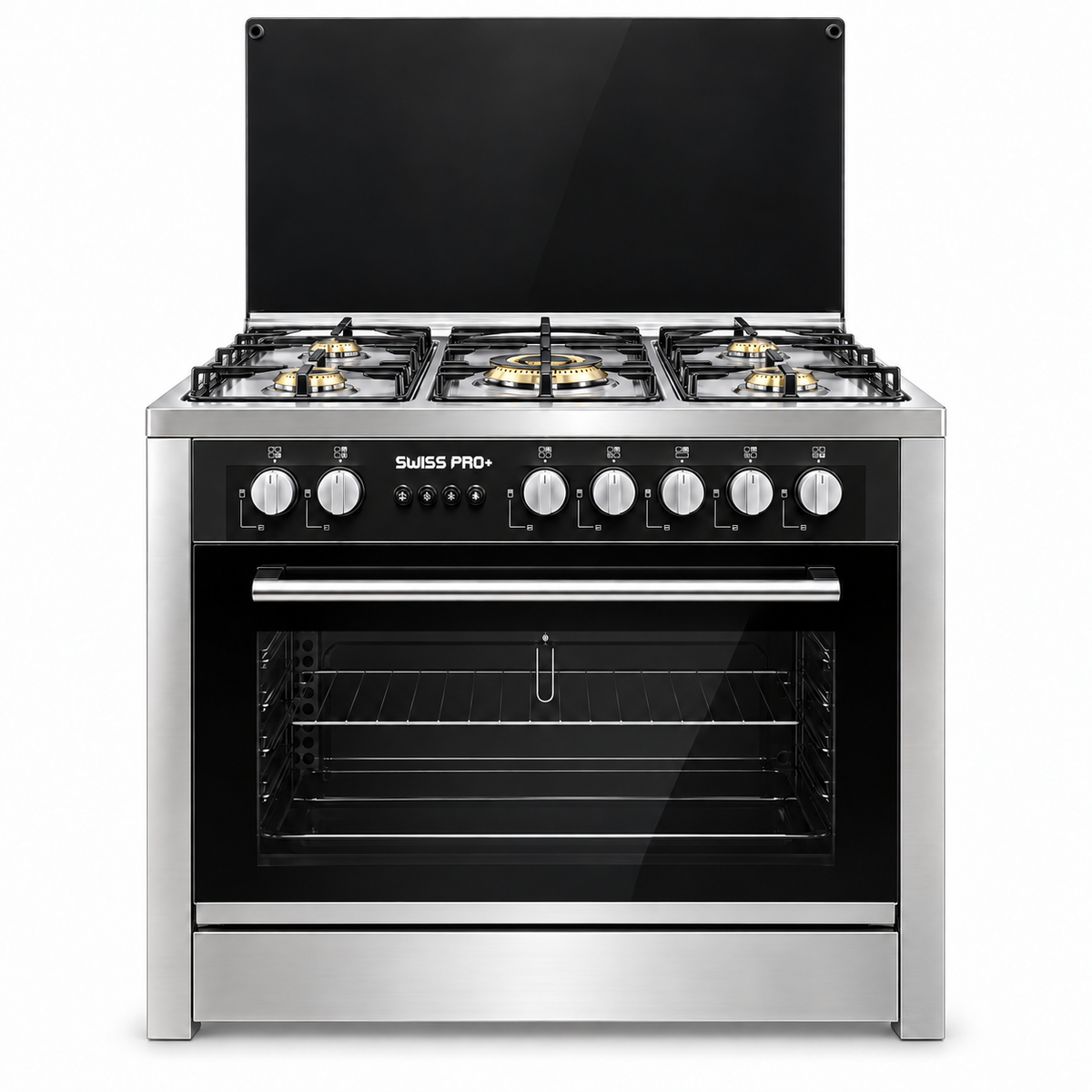 Swiss Pro+ gas cooker 60x90 cm 5 brass burners full stainless steel - SPE-CKR-90-SS-002