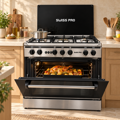 Gas Cooker 60x80 cm 5 Burners - Full Stainless Steel - Fan & Grill - SPE-CKR-80-SS-001