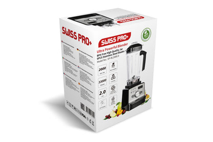 Professional Blender - Stainless Steel - 2 Liters - Powerful Smoothie Maker and Ice Crusher - 2000W - 9 Speeds - 6 Functions - Digital - Black - SP-BL2000.D